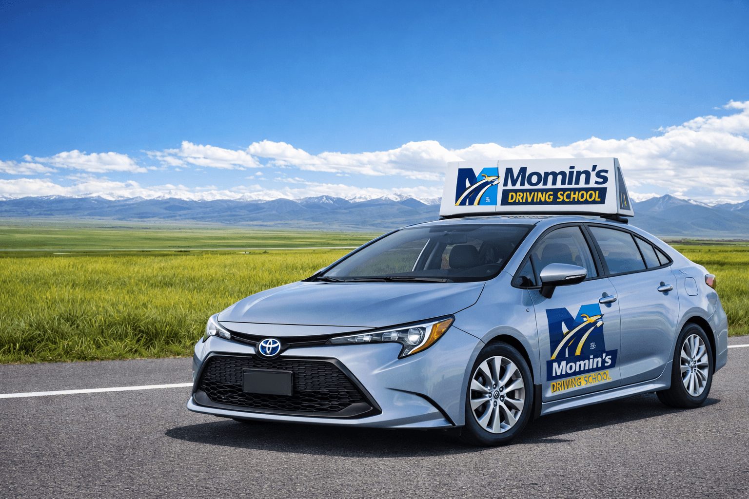 Momin's Driving School car β Toyota Corolla with school branding